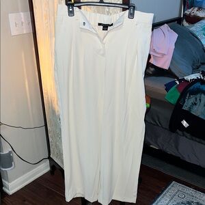 French Connection Cream Wide-Leg Dress Trousers